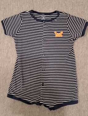 Baby Boy Short Sleeve Romper Striped Orange Crab